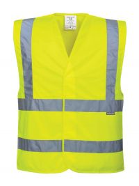 High visibility waistcoat with double reflective tape